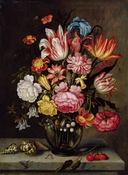 Stillleben mit Blumen in einer ovoiden Vase